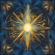 Une lampe torche mystique dans les tons de bleu et or